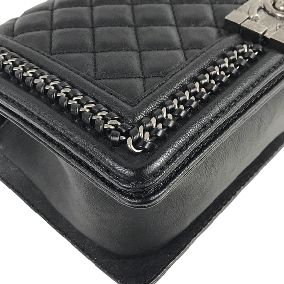 Black Quilted Calfskin Leather Paris-Salzburg Medium Boy Top Handle Bag W/RHW - Picture 5 of 16